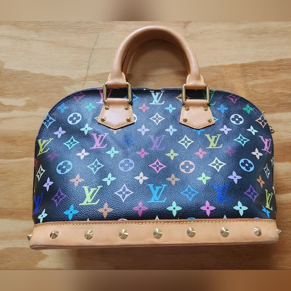 Louis Vuitton x Takashi Murakami Black Multicolor Mongram Alma - Picture 2 of 16